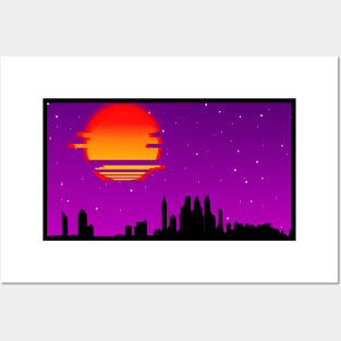 Synthwave Retro City Posters and Art